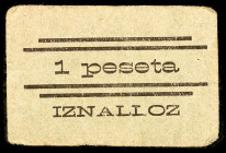 Iznalloz (Granada). 1 peseta. (KG. 421) (RGH. 2967). Cartón. Muy raro. MBC-.