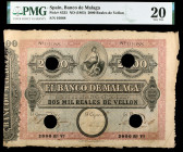 (1856). Banco de Málaga. 2000 reales de vellón. (Ed. A108) (Ed. 112). (24 de septiembre). II emisión. 3 firmas manuscritas en anverso y 2 rúbricas en ...