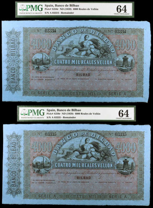 18... (1857). Banco de Bilbao. 4000 reales de vellón. (Ed. A135) (Ed. 148). (21 ...