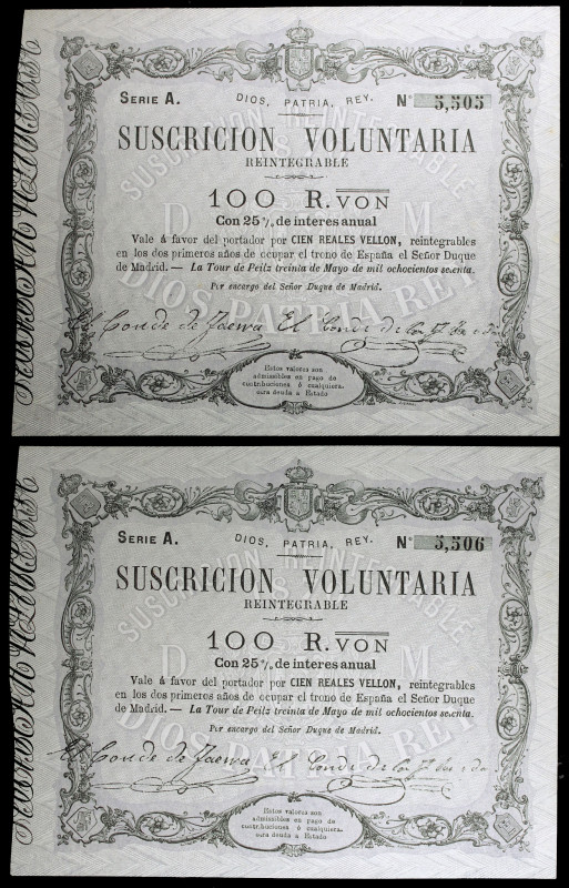 1870. La Tour de Peilz. 100 reales de vellón. (Ed. A205) (Ed. 196). 30 de mayo. ...