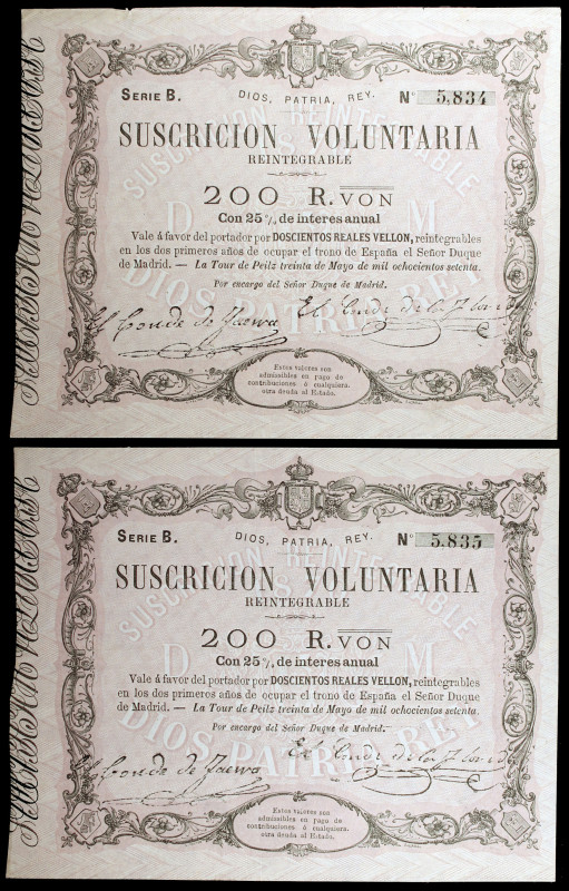 1870. La Tour de Peilz. 200 reales de vellón. (Ed. A206) (Ed. 197). 30 de mayo. ...