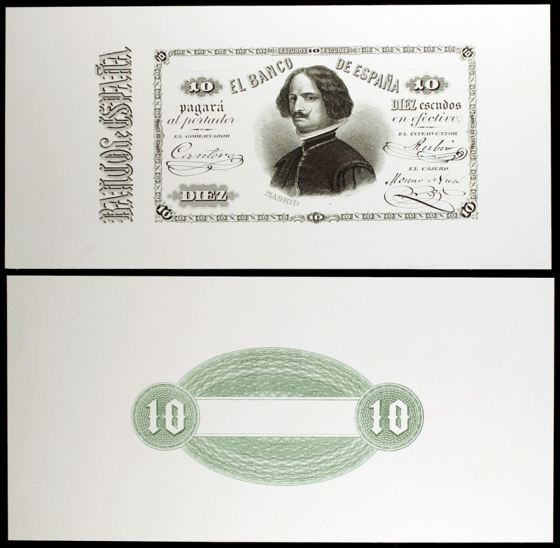 (1873). 10 escudos. (Ed. B39p y B39pa) (Ed. 255P y 255Pa). 1 de mayo, Velázquez....
