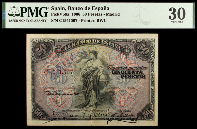 1906. 50 pesetas. (Ed. B99a) (Ed. 315a). 24 de septiembre. Serie C. Certificado ...
