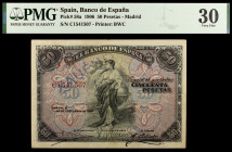 1906. 50 pesetas. (Ed. B99a) (Ed. 315a). 24 de septiembre. Serie C. Certificado por la PMG como Very Fine 30. MBC-.