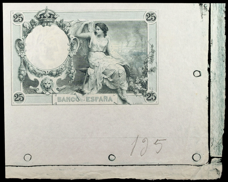 (1908). 25 pesetas. (Ed. NE14pb) (Ed. NE14Pb). (1 de diciembre). Prueba de rever...
