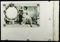(1908). 25 pesetas. (Ed. NE14pb) (Ed. NE14Pb). (1 de diciembre). Prueba de reverso en verde oscuro. EBC.