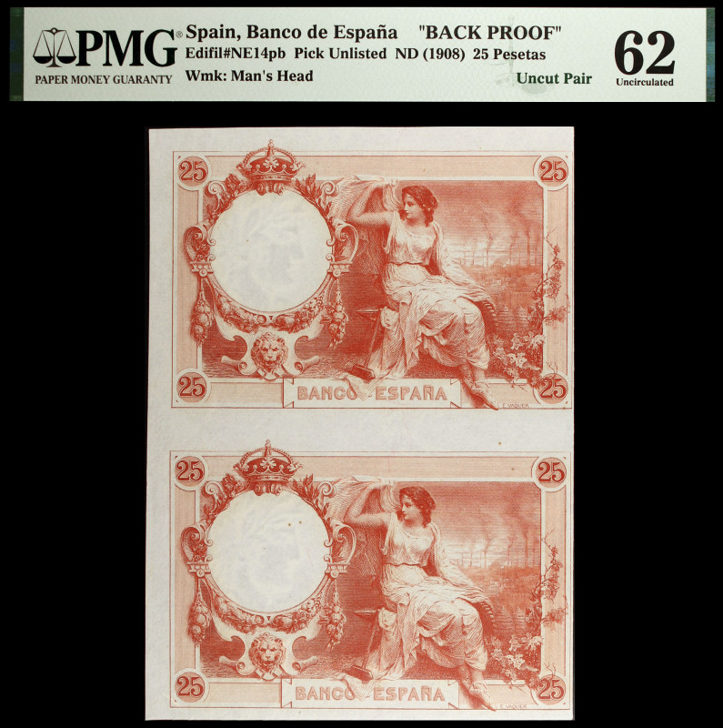 (1908). 25 pesetas. (Ed. NE14pb) (Ed. NE14Pb). (1 de diciembre). Prueba de rever...