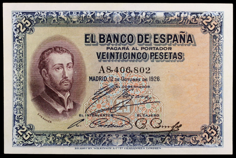 1926. 25 pesetas. (Ed. B109a) (Ed. 325a). 12 de octubre, San Francisco Javier. S...