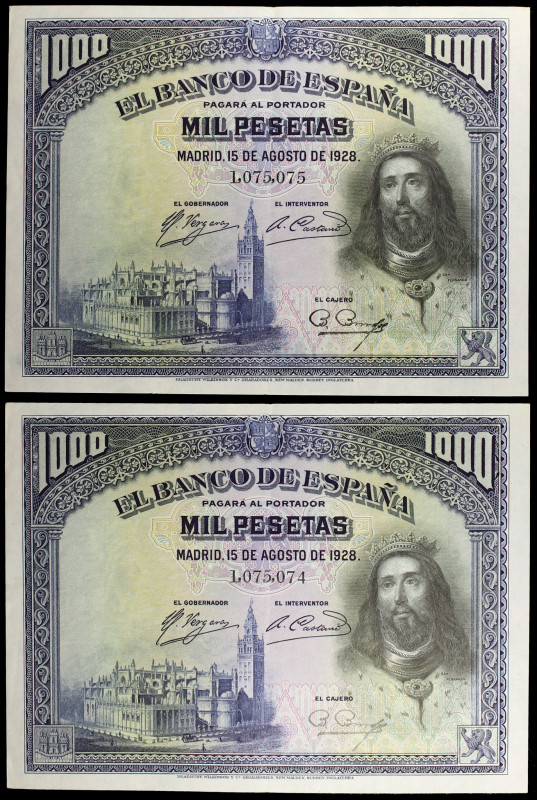 1928. 1000 pesetas. (Ed. C8) (Ed. 357). 15 de agosto, San Fernando. Pareja corre...