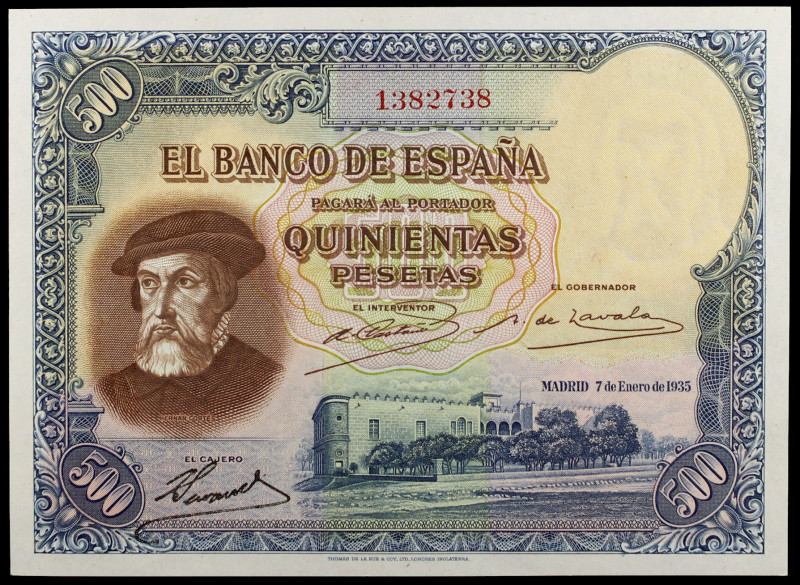 1935. 500 pesetas. (Ed. C16) (Ed. 365). 7 de enero, Hernán Cortés. Esquinas lige...