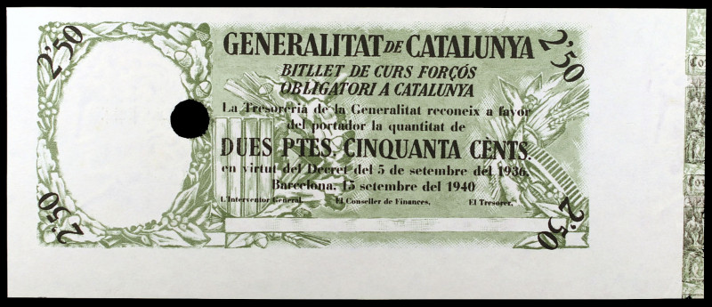 1940. Generalitat de Catalunya. 2,50 pesetas. (Ed. 372pa). 15 de septiembre. Pru...