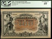 1891. El Tesoro de la Isla de Cuba. 100 pesos. (Ed. CU64) (Ed. 67). 12 de agosto, nº 03536. Sin firmas. Certificado por la PCGS como Extremely Fine 40...