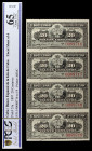 1897. Banco Español de la Isla de Cuba. 20 centavos. (Ed. CU82) (Ed. 85). 15 de febrero. Serie I. Tira de 4 billetes correlativos. Certificado por la ...