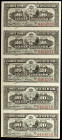 1897. Banco Español de la Isla de Cuba. 20 centavos. (Ed. CU82) (Ed. 85). 15 de febrero. Serie I. Tira de 5 billetes correlativos. S/C-.