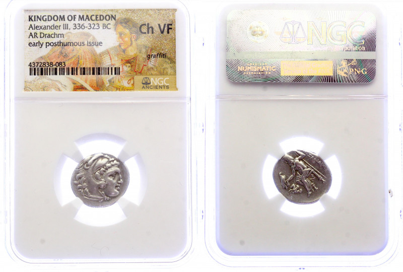 Kings of Macedonia AR Drachm 336 - 323 BC Alexander III NGC Ch VF
Early Posthum...