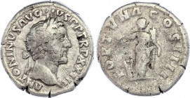 Roman Empire Denarius 138 - 161 AD
Silver, 3,17 gramm. RIC 300a, C 383. Obv: ANTONINVSAVGPIVSPPTRPXXIII - Laureate head right. Rev: FORTVNACOSIIII - ...