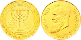 Israel Theodor Herzl Gold Medal 1960
Gold (.900) 7,83g.; 100th Anniversary - Birth of Theodor Herzl; Obv: Bust of Theodor Herzl left, 1860-1904; Rev:...