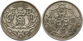 China Manchukuo Meng Chiang Bank 5 Chiao 1938 (27) Japanese Occupation
Y# 426; Copper-Nickel 5,44g.; XF-AUNC