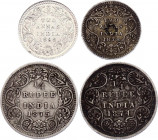British India Lot of 4 Coins 1874 - 1898
(x2) 2 Annas & (x2) 1/4 Rupee 1874 - 1898; Silver; Victoria
