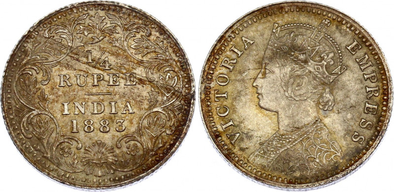 British India 1/4 Rupee 1883 C Rare
KM# 490; Type C Bust, Type II Reverse; Silv...