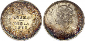 British India 1/4 Rupee 1893 C
KM# 490; Silver; Victoria; Beautiful toning