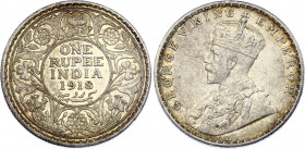 British India 1 Rupee 1918
KM# 524; Silver; George V; XF