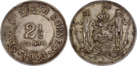 British North Borneo 2-1/2 1903 H
KM# 4; XF+, mint luster remains.