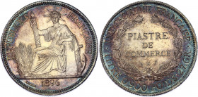 Indochina 1 Piastre 1896 A
KM# 5a.1; Silver; UNC with amazing toning, rare condition!!!