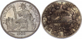 Indochina 1 Piastre 1903 A
KM# 5a.1; Silver; XF+/AUNC-
