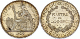 Indochina 1 Piastre 1924 A
KM# 5a.1; Silver; XF+