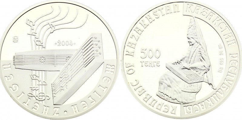 Kazakhstan 500 Tenge 2004
KM# 190; Silver (.925) 24.0 g., 37 mm., Proof; Musica...