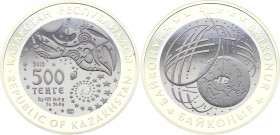 Kazakhstan 500 Tenge 2012
Silver (.925) 14.6 g., Tantal 26.8 g., Proof; Baikonur - the first in the world space lounching site