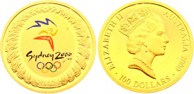 Australia 100 Dollars 2000 (1998)
KM# 383; Gold (.999) 9,93g.; Elizabeth II; Sydney Olympics 2000; Proof