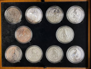 Australia The Queen's Beasts Set of 10 Coins 2016 - 2021
5 Pounds 2016 - 2021; Each coin is silver (.999) 62.42g 38.61mm; with original wooden box