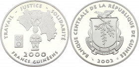 Papua New Guinea New Guinea 2000 Francs 2002 Rare
KM# 65; Silver, Proof; Mintage 500 pcs only!