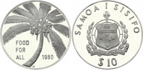 Samoa 10 Tala 1980
KM# 39; Silver, Proof; F.A.O. Food For All