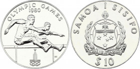 Samoa 10 Tala 1980
KM# 36; Silver, Prooflike; 1980 Summer Olympics, Moscow