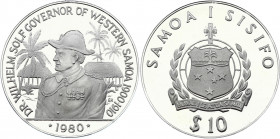 Samoa 10 Tala 1980
KM# 41a; Silver, Proof; 80th Anniversary of the Dr. Wilhelm Solf Administration
