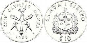 Samoa 10 Tala 1988
KM# 70; Silver, Prooflike; 1988 Summer Olympics, Seoul