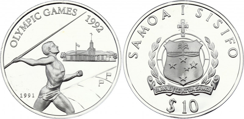Samoa 10 Tala 1991
KM# 85; Silver, Proof; 1992 Summer Olympics, Barcelona