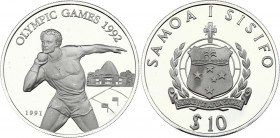 Samoa 10 Tala 1991
KM# 82; Silver, Proof; 1992 Summer Olympics, Barcelona