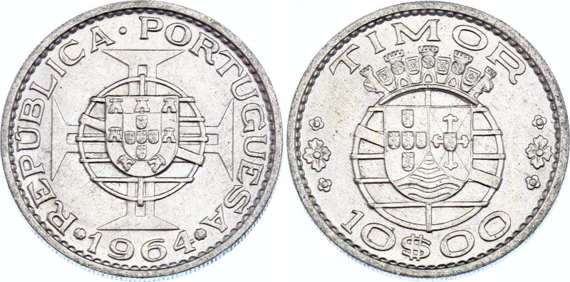 Timor 10 Escudos 1964
KM# 16; Silver; UNC
