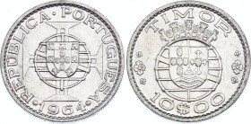 Timor 10 Escudos 1964
KM# 16; Silver; UNC