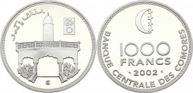 Comoros 1000 Francs 2002 Rare
KM# 20; Silver, Proof; Mintage 500 pcs only!