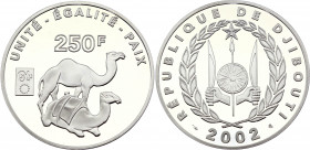 Djibouti 250 Francs 2002 Rare
KM# 41; Silver, Proof; Mintage 500 pcs only!