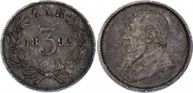 South Africa 3 Pence 1892
KM# 3; Silver; XF with nice toning