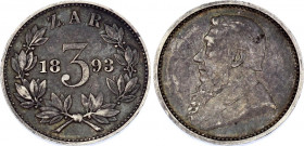South Africa 3 Pence 1893
KM# 3; Silver; XF
