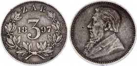 South Africa 3 Pence 1897
KM# 3; Silver; XF