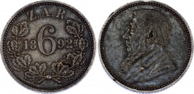 South Africa 6 Pence 1892
KM# 4; Silver; XF with nice toning