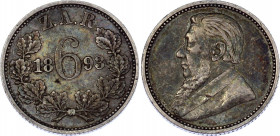 South Africa 6 Pence 1893
KM# 4; Silver; XF
